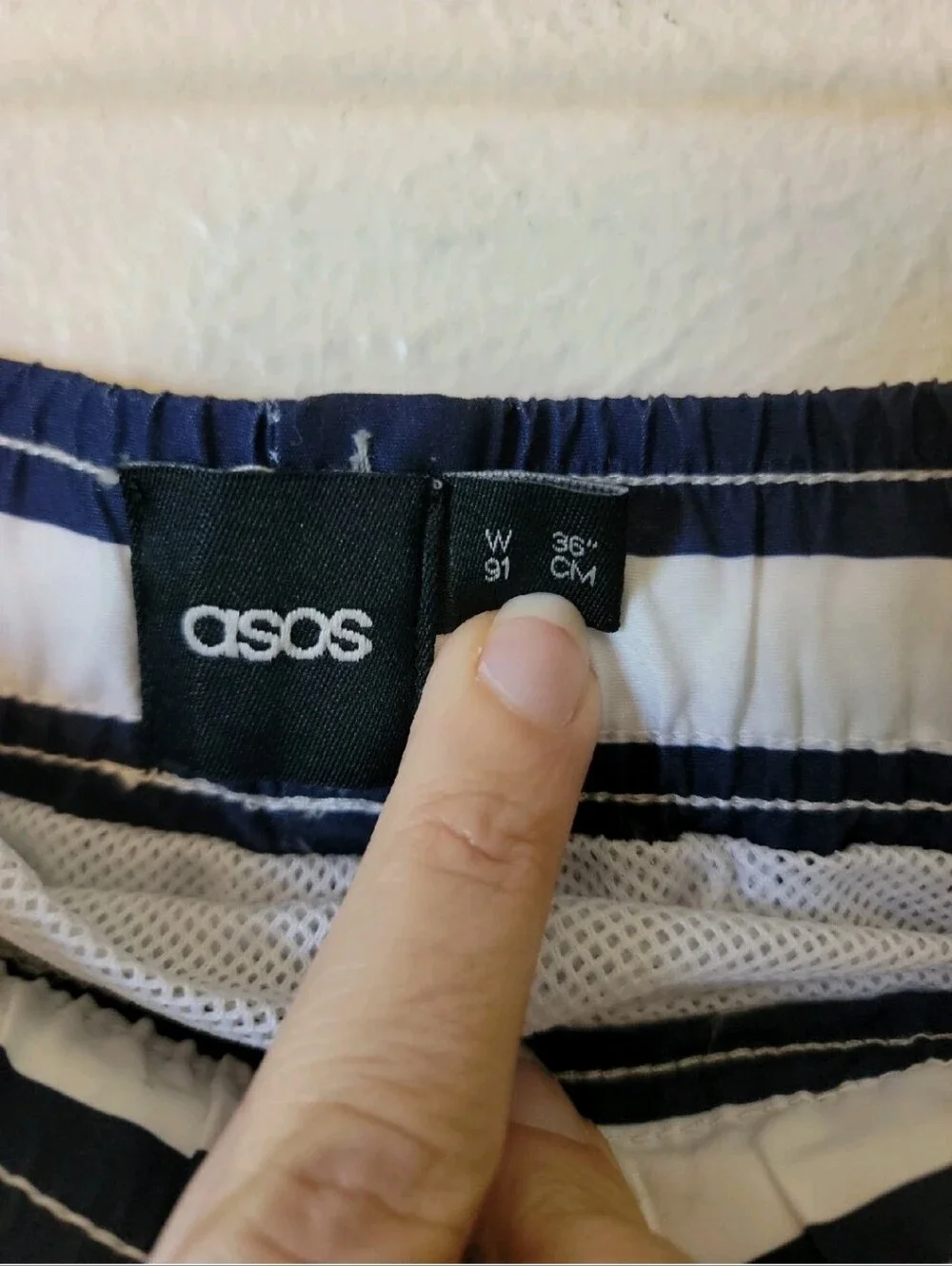 ASOS Men's Striped Navy & White Swim Shorts SZ 36